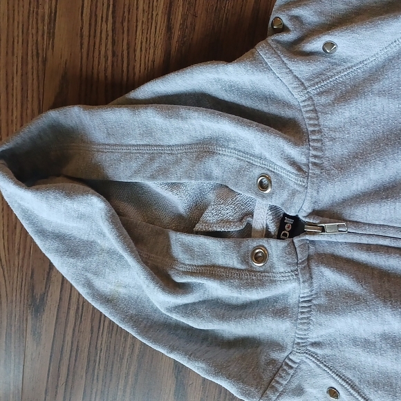 RUBBER DOLL front zip hoodie, crop style, Ombre gray & blue - Picture 3 of 5